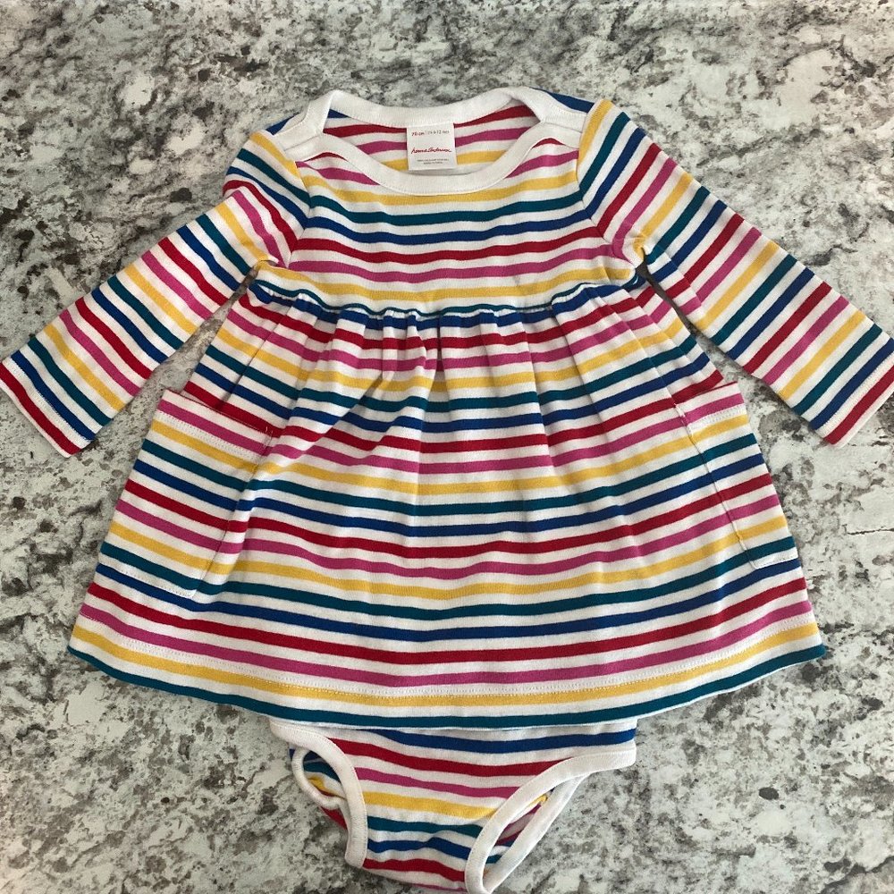Hanna Andersson two piece striped dress set 6-12 month